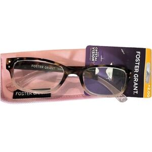 Foster Grant Women Tort / Pink Frames Reading Glasses 2.00 Soft Pink Case New